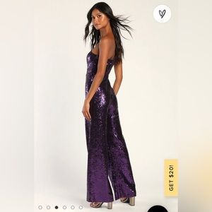 Disco Divine Purple Sequin One-Shoulder Jumpsuit